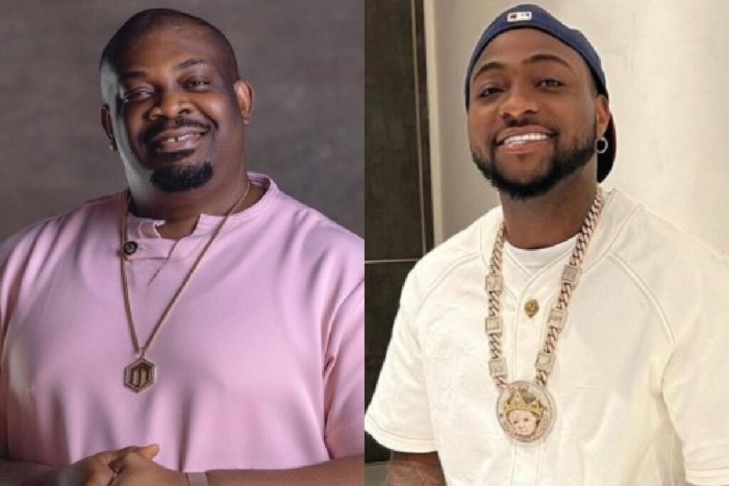 Image de Célébrités. L'artiste nigérian Don Jazzy affiche une immense fierté pour les accomplissements remarquables de son confrère Davido. Sur Instagram, il exprime son admiration pour le jeune artiste et salue ses réalisations exceptionnelles. Don Jazzy souligne l'éthique de travail de Davido qui continue de l'inspirer, bien que considéré comme son mentor. Davido répond avec gratitude aux aimables paroles de Don Jazzy. Dans une récente interview, Davido partage ses débuts dans la musique, sa croissance dans l'industrie et son profond respect pour Don Jazzy, qu'il compare à une rencontre avec Jésus. Que pensez-vous de la relation entre ces deux célébrités ?