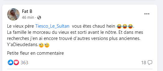 Image de Société. Le rappeur ivoirien Tiesco Le Sultan fait face à des accusations de plagiat émises par la rappeuse béninoise Fat B. Cette dernière dénonce les similitudes entre son titre "Est-ce que c'est forcé" et celui de Tiesco Le Sultan portant le même nom. Les échanges sur les réseaux sociaux sont tendus, avec Tiesco Le Sultan évitant de répondre directement aux accusations et accusant Fat B de manquer de respect. Après des recherches, Fat B reconnaît que le titre de Tiesco Le Sultan est sorti avant le sien, ce qui explique la suppression de sa publication Facebook. D'après vous, comment devrait-on traiter les cas de similitudes entre les œuvres artistiques ?